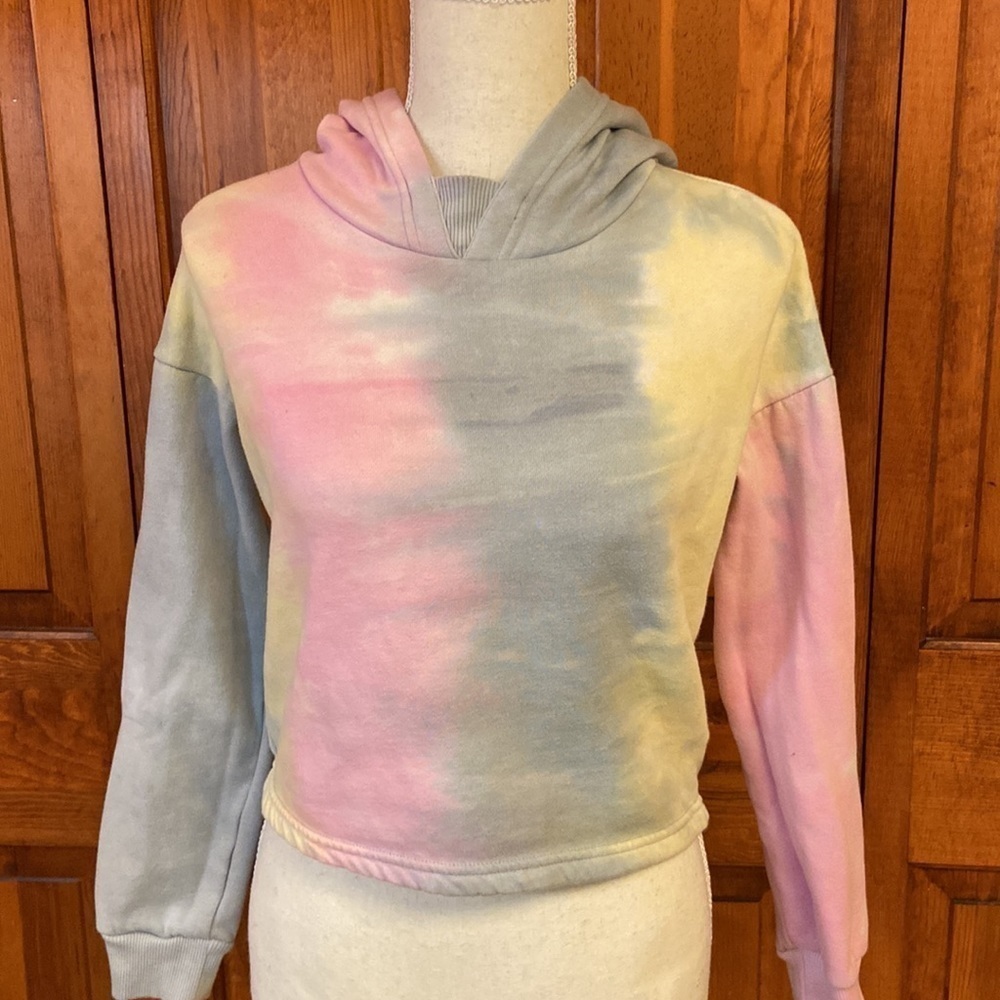 90 Degree by Reflex Tie-Dye Cropped Hoodie EUC Size XS